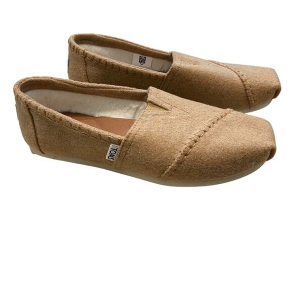 TOMS NIB Womens Seasonal Classic Wool/Faux Shearling Lined Slip On Toffee Size 7 - Picture 5 of 11